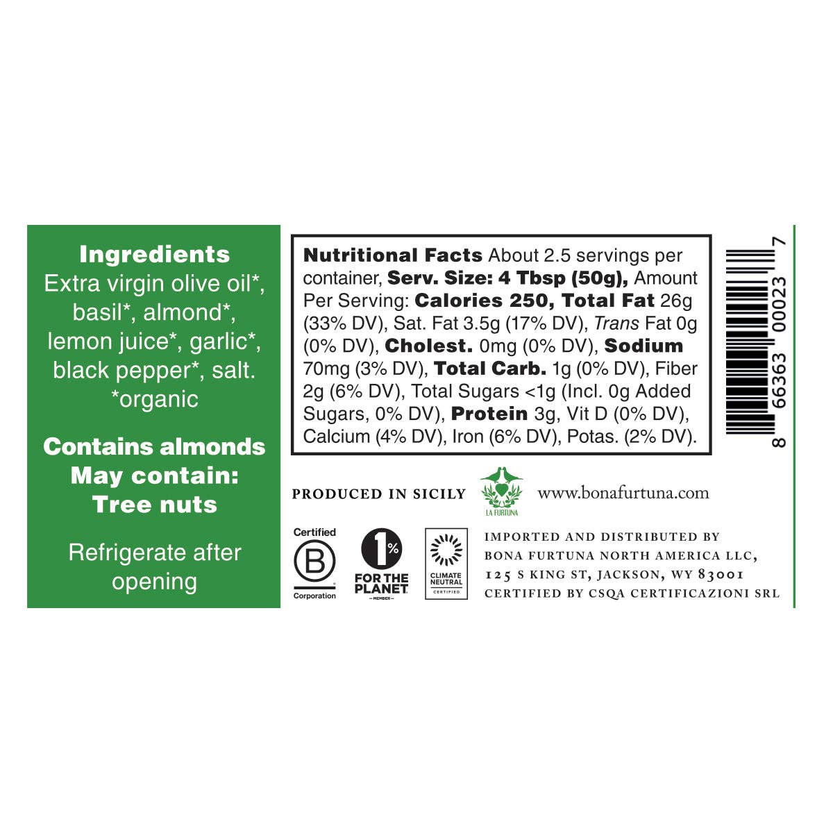Organic Basil Almond Pesto